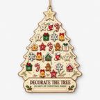 Houten Adventskalender voor aan de Muur – Wandkalender in Kerstboomvorm met 24 Houten Hangers, 30 x 26 cm, Herbruikbaar Default Title