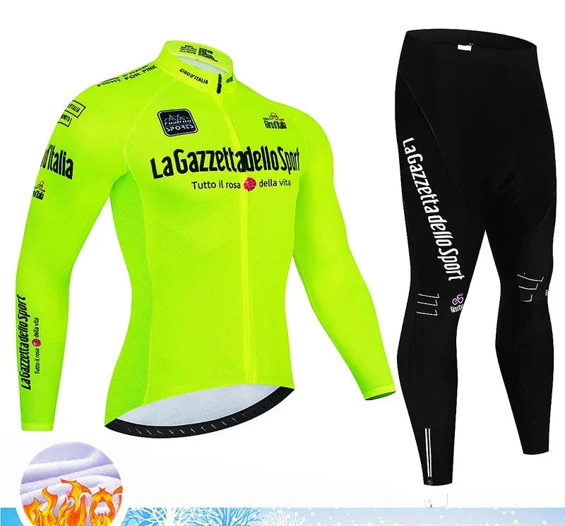 Calico | Winter Wielerset Heren Thermo | 20D Gelzadelpad, Ademend Neongroen 2 XL
