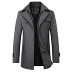 Figueral | Elegante Wintermantel voor Heren met Staande Kraag - Gevoerde Warme Wollen Look Business Jas & Nette Overjas voor Werk & Formele Gelegenheden Grijs