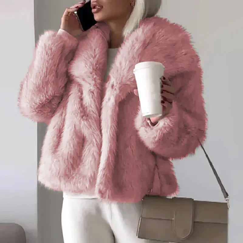 Inspire | Warm en Zacht Dames Kunstbont Winterjack - Korte Fluffy Faux Fur Jas met Kraag en Ritssluiting