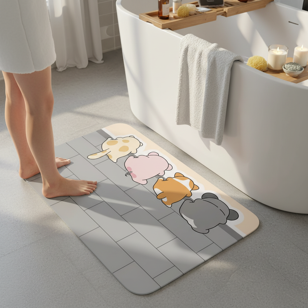 Zachte Vloermat met Cartoon Ontwerp – Antislip