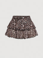 Thalia | Rok Dames - Luipaardprint - Ruches