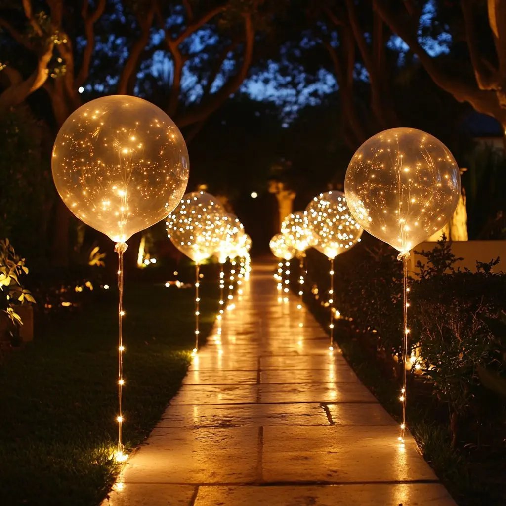 LED Ballonnen Transparant Warm Wit 45cm Set van 10 Stuks met 3m Lichtdraad, Herbruikbaar en Latexvrij, voor Verjaardag, Bruiloft en Feestdecoratie, Batterij