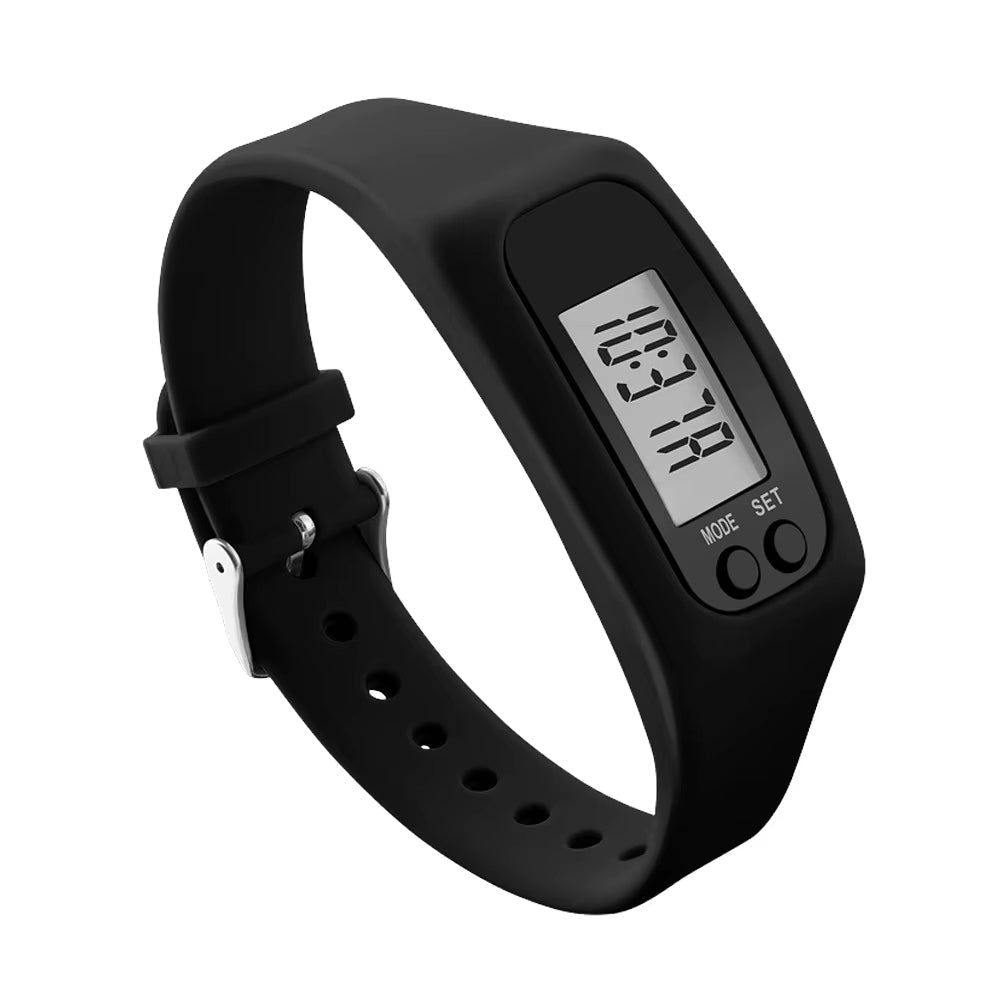 Eenvoudig stappenteller-horloge - Digitale stappenteller fitnesstracker Zwart