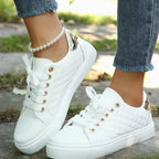 Alice | Women's Quilted Lace-Up Gold-Detail Orthopedic Shoes Sneakers