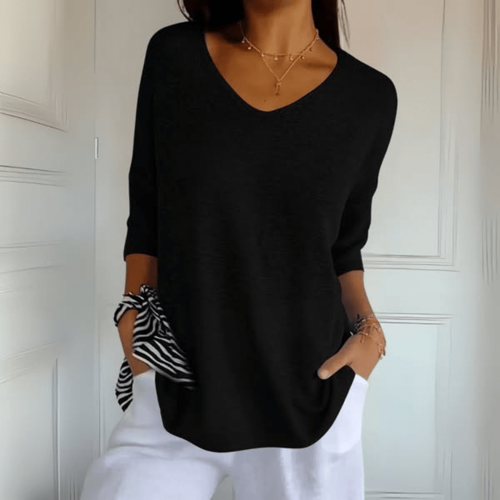 Ēden | Dames Gebreide Trui met V-Hals en Losse Pasvorm - Comfortabele Oversized Pullover en Luchtige Sweater