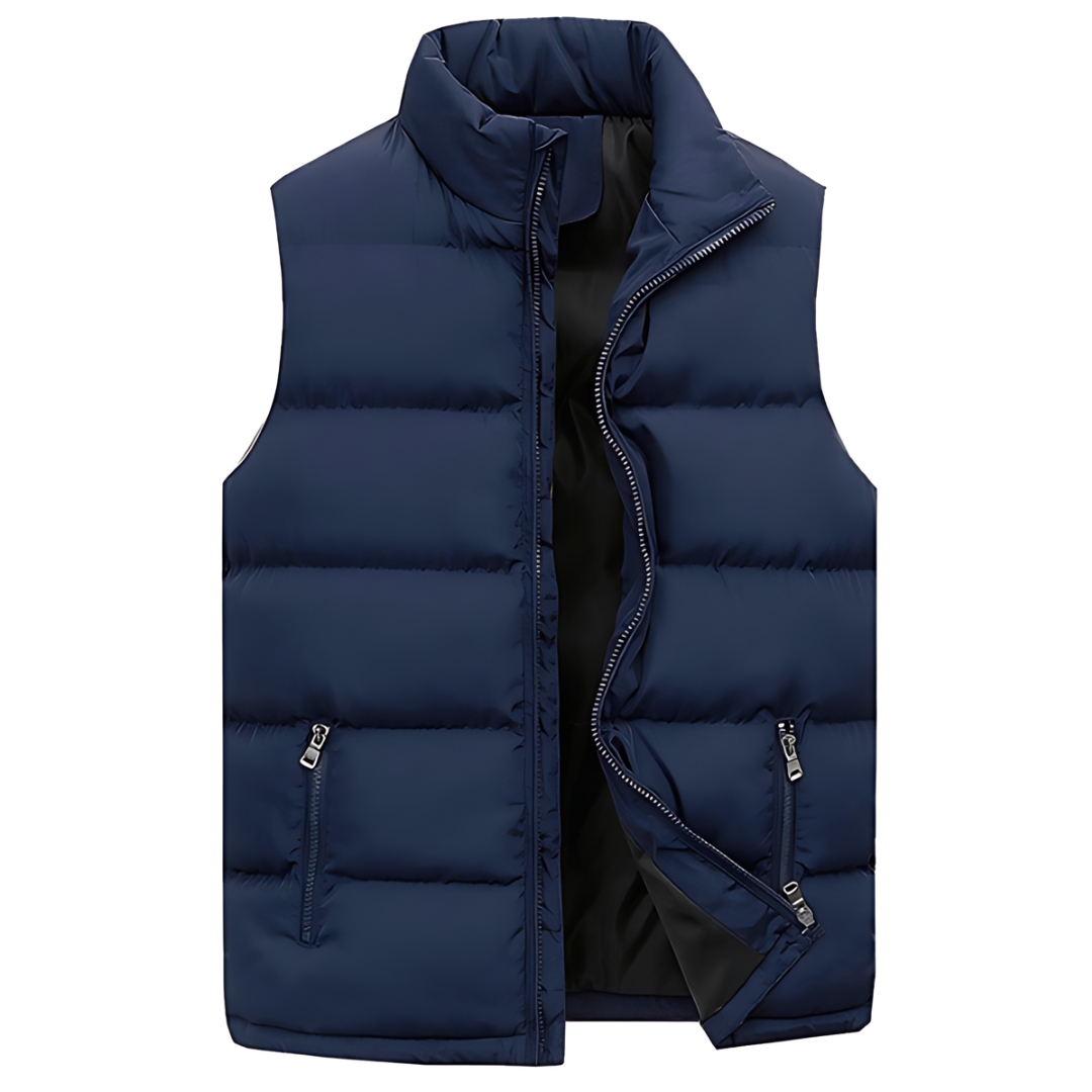 Figueral | Gevoerde Heren Bodywarmer Puffer Vest met Gestikte Look - Mouwloos Gewatteerd Wintervest met Ritssluiting & Opstaande Kraag voor Laagjes