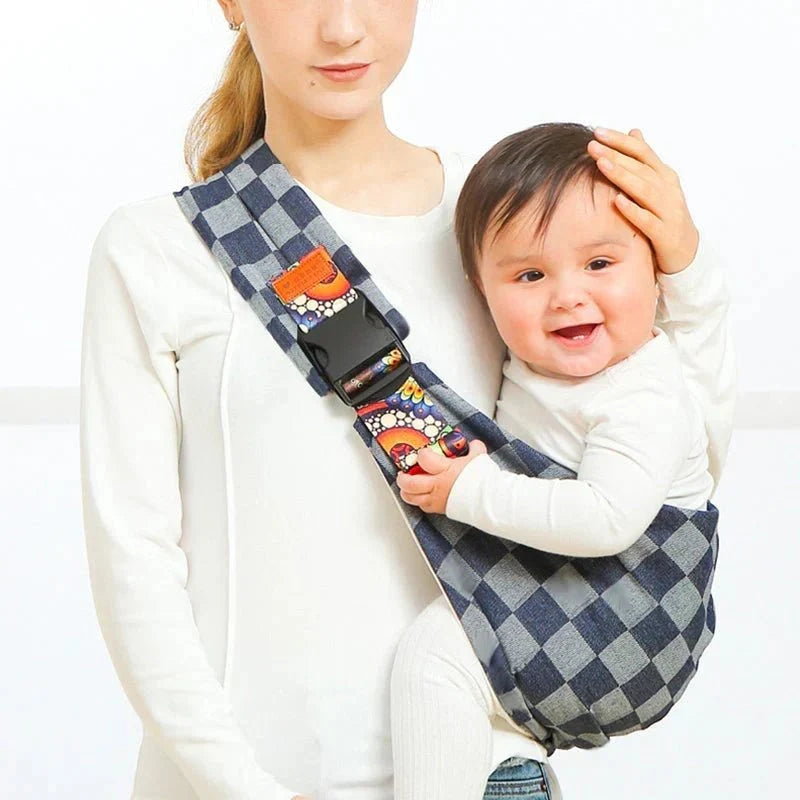 Luna | Baby-Draagdoek: Verstelbare Babydrager Geruit Blauw