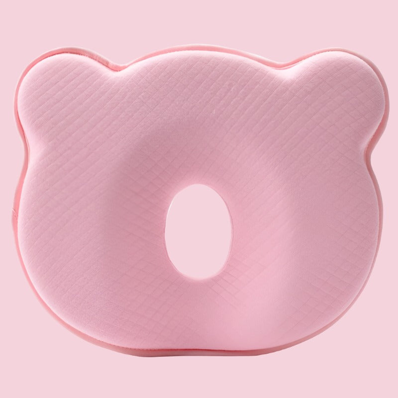 Baby Hoofdsteunkussen met Memory Foam – Kinderwagen Kussentje voor Dutjes, Ademende Stof, 4 Kleuren Roze