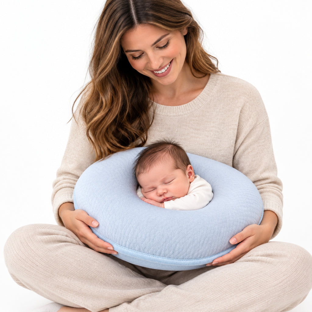Baby Hoofdsteunkussen met Memory Foam – Kinderwagen Kussentje voor Dutjes, Ademende Stof, 4 Kleuren