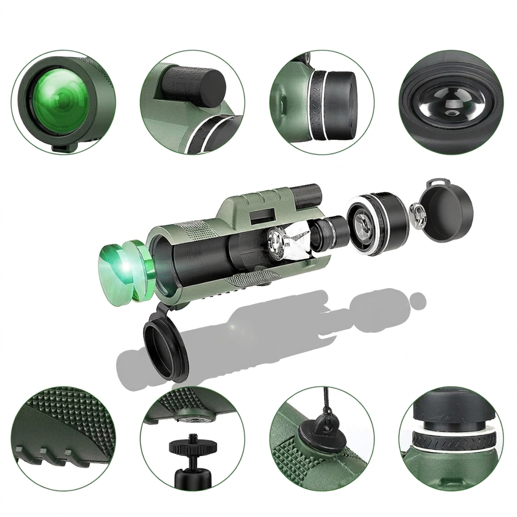 Compacte Monoculair met HD-Lens – Lichtgewicht Verrekijker met Smartphone Adapter voor Wandelen, Vogels Kijken & Sport