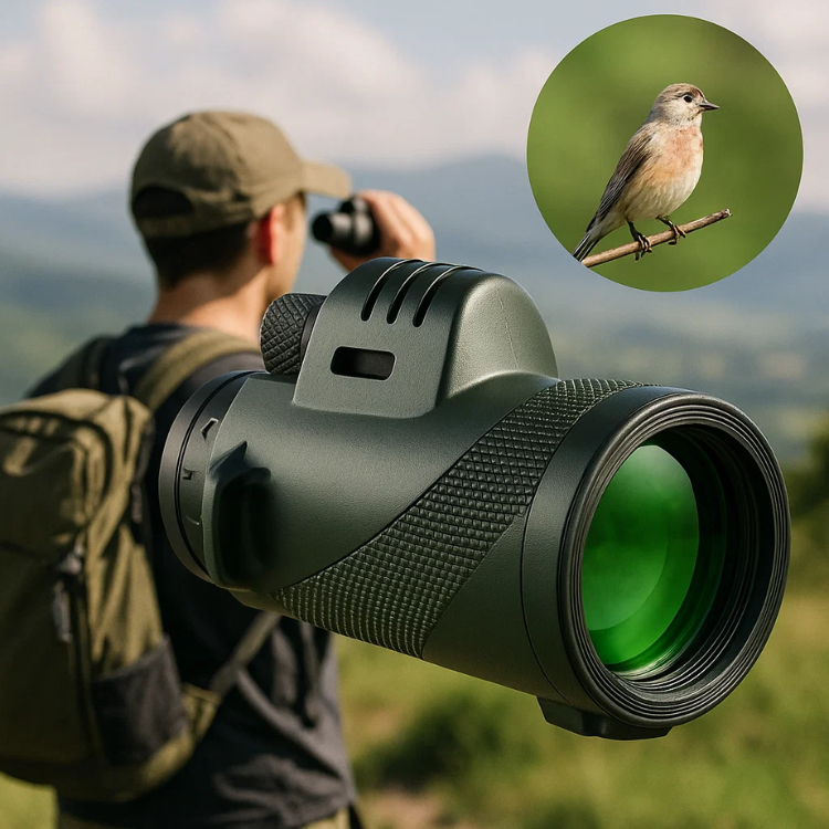 Compacte Monoculair met HD-Lens – Lichtgewicht Verrekijker met Smartphone Adapter voor Wandelen, Vogels Kijken & Sport