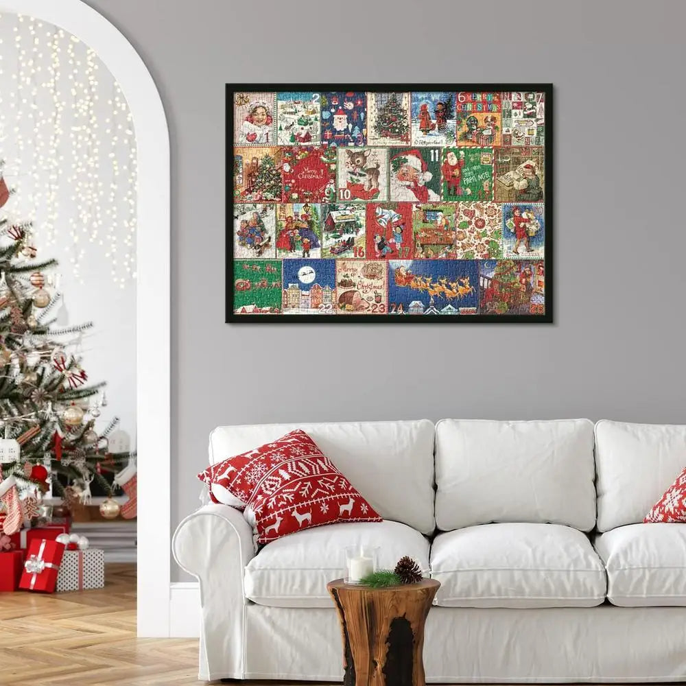 Puzzel Adventskalender 1000 Stukjes – Kerstpuzzel in 24 Dagen, Elke Dag Nieuwe Puzzelstukjes, Cadeau voor Volwassenen & Gezin