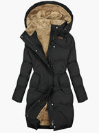 Solis | Elegante Lange Dames Wintermantel met Capuchon en Kunstbont Kraag - Warme Gevoerde Winterjas Parka