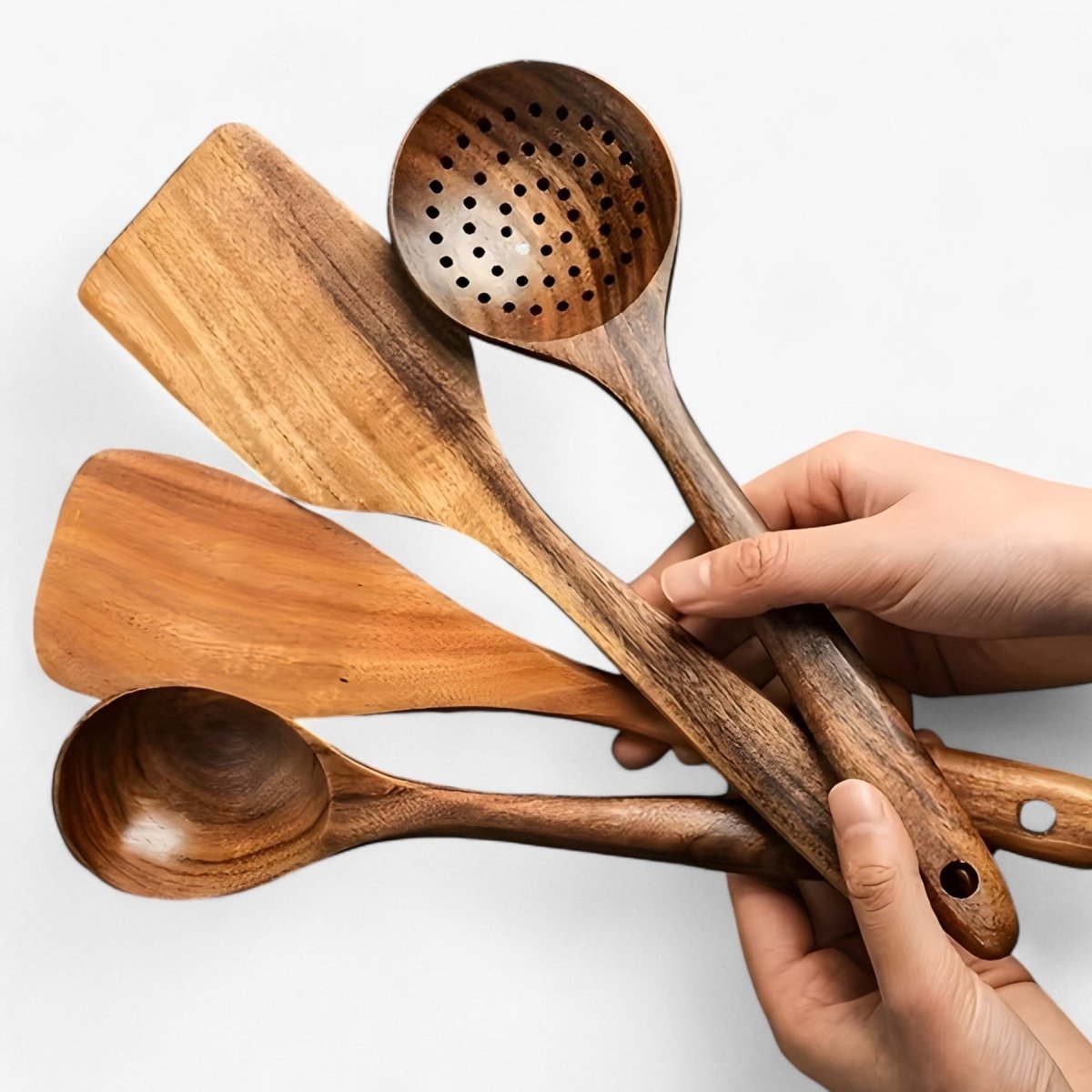 11-delige Hittebestendige Houten Keukenset – Houten Pollepels & Kookgerei voor Antiaanbakpannen – WoodChef