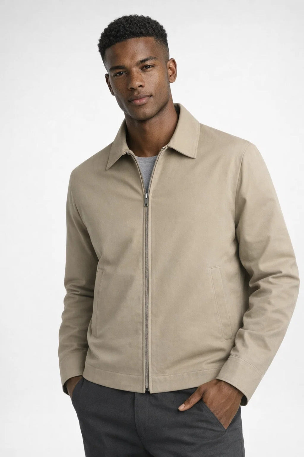 Admire | Tussenjas Heren Slim Fit Rits Klassieke Kraag Smart Casual zomer
