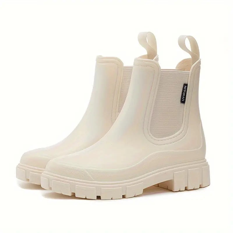 Flōre | Waterdichte Chelsea Boots voor Dames - Korte Slip-On Enkellaarsjes met Elastische Inzet, Antislip Zool & Comfortabel Voetbed Beige