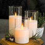 SerenityGlow | Vlamloze Kaarsenset - Set van 3 LED Kaarsen Echte Was & Timer