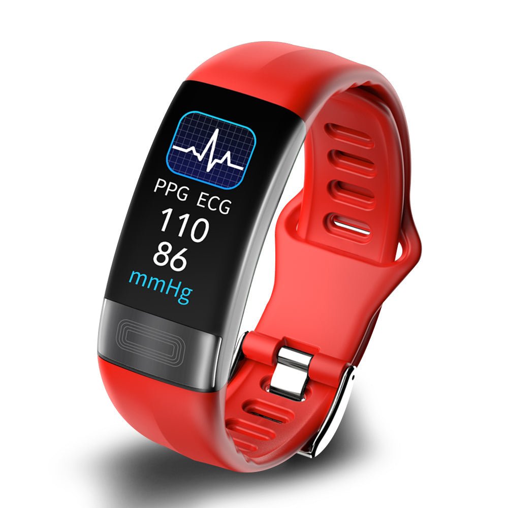 FDA-goedgekeurde Smartband: Bloeddruk, ECG, Hartslag, SpO2 & Slaaptracker Rood