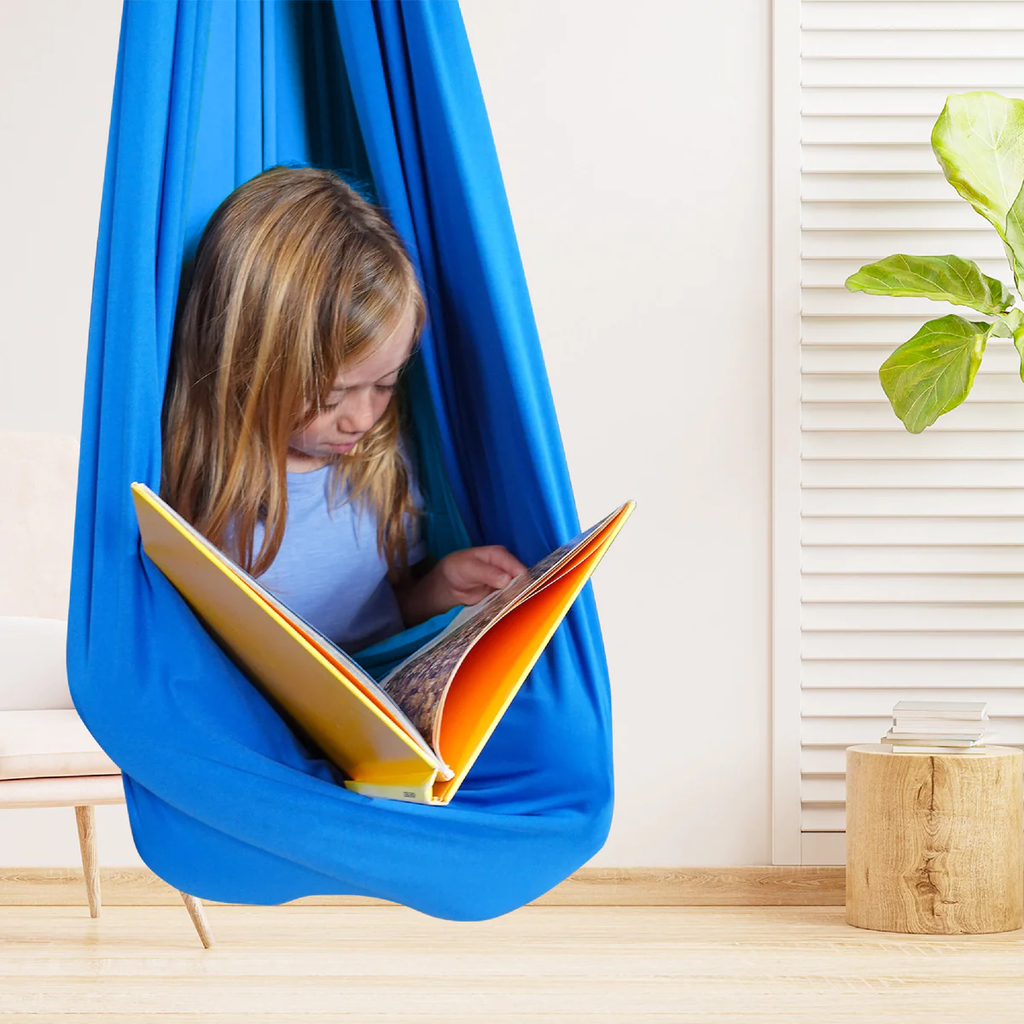 Kinderhangmat van Biologisch Katoen 100% – Rustgevende Schommelcocon voor Spel & Ontspanning Blauw
