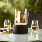 Draadloze LED-tafellamp met Vlameffect – Oplaadbaar Aluminium Windlicht 27×16 cm, Touch-dimmer, Binnen & Buiten