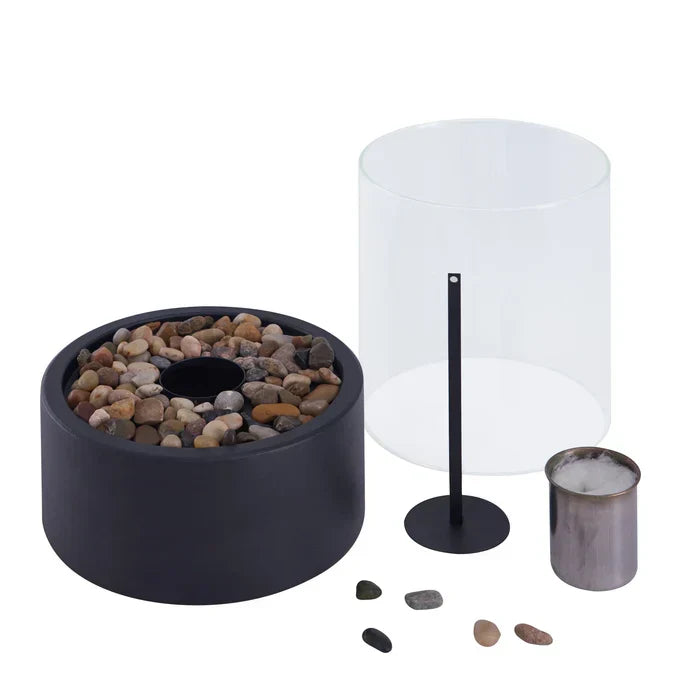 Draadloze LED-tafellamp met Vlameffect – Oplaadbaar Aluminium Windlicht 27×16 cm, Touch-dimmer, Binnen & Buiten