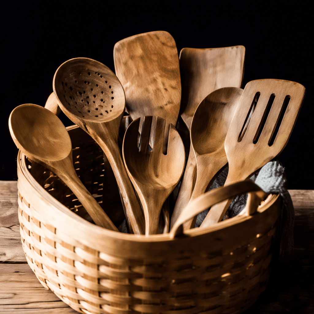 Traditionele Japanse Houten Keukengereedschappen (7-delig) – Onbehandelde Houten Pollepels & Spatels