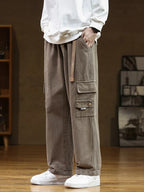 Heren Cargo Broek met Zakken – Losse Katoenen Cargobroek voor Outdoor & Casual, 4 Kleuren, S–5XL – Ruben Bruin