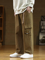 Heren Cargo Broek met Zakken – Losse Katoenen Cargobroek voor Outdoor & Casual, 4 Kleuren, S–5XL – Ruben Donkerbruin