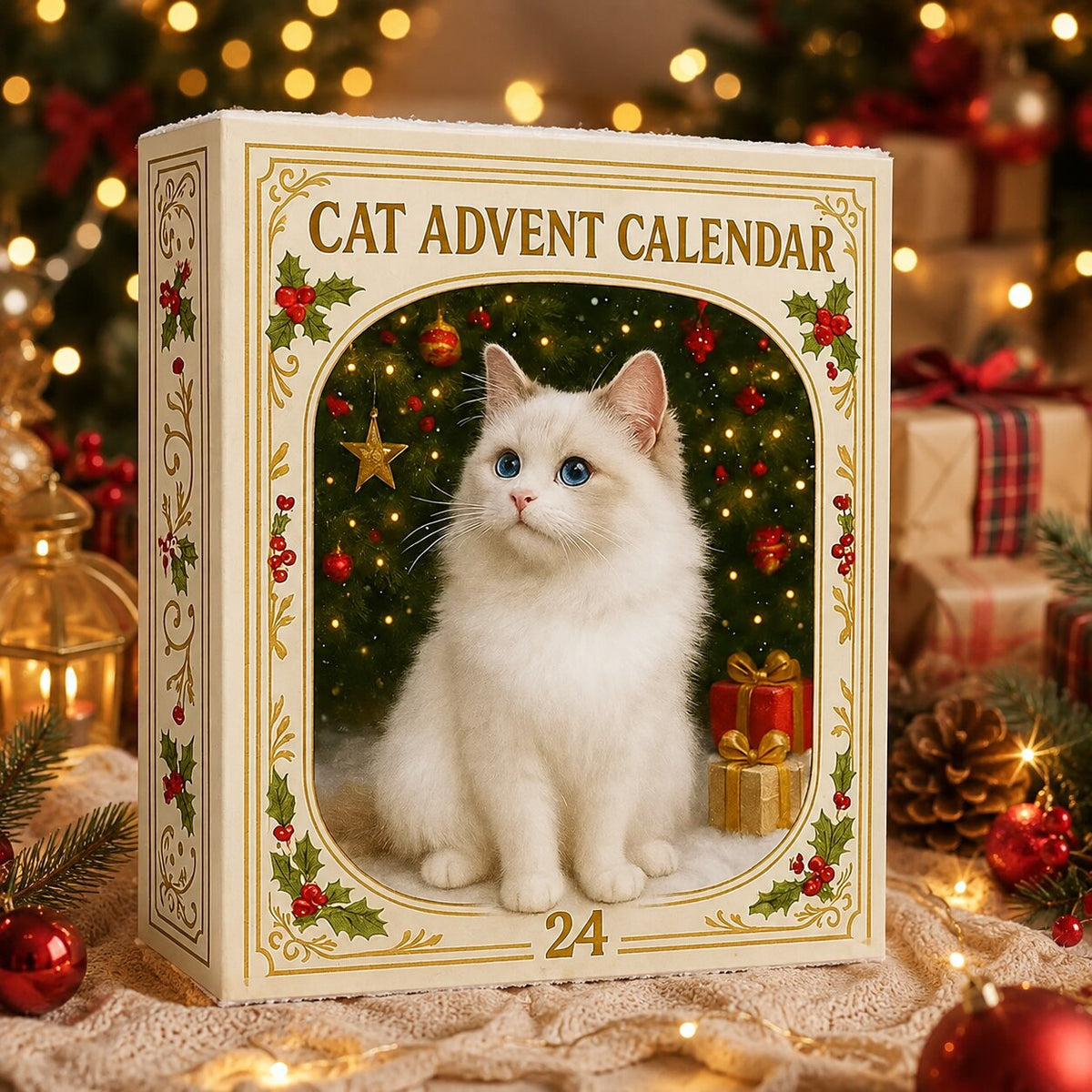 Adventskalender voor Kattenliefhebbers 2026 – 24 Kattenfiguurtjes in Kerstthema, Cadeau voor Kattenfans