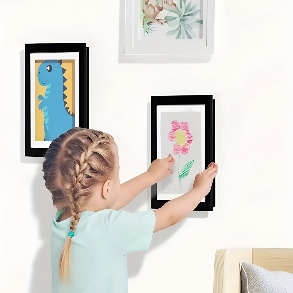 Kinderkunst Wissellijst A4 / A3 – Houten Wissellijst voor Kindertekeningen, Bewaart 150 Tekeningen, 6 Kleuren