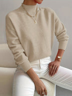 Mechi | Dames Gebreide Trui met Ronde Hals en Geribbelde Boorden - Comfortabele Klassieke Pullover en Basic Sweater