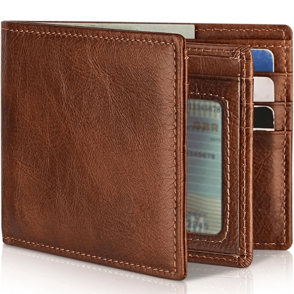 Hommes | Herenportemonnee Bifold Echt Leer met RFID-Bescherming Bruin