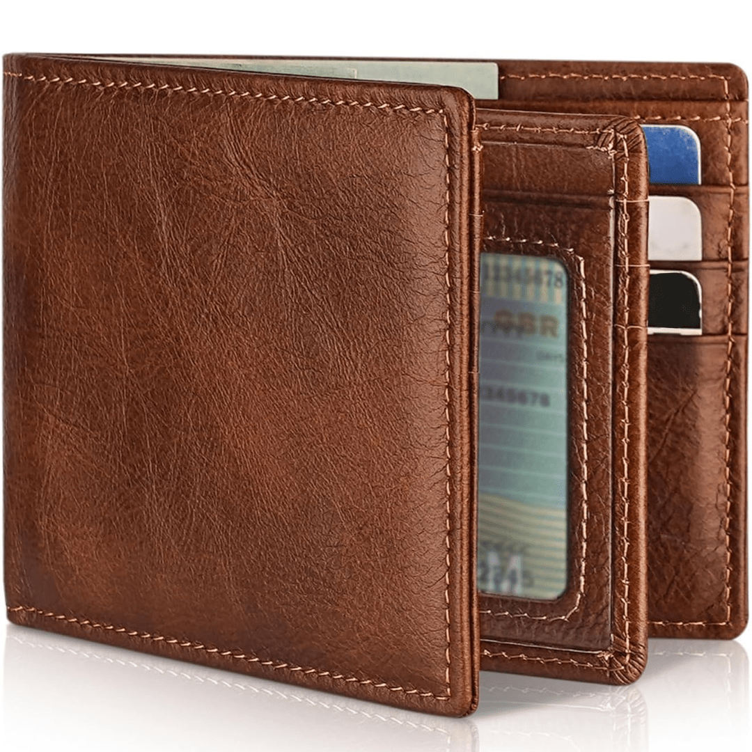 Hommes | Herenportemonnee Bifold Echt Leer met RFID-Bescherming Bruin
