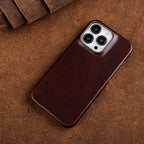 Oliewax Echt-Leren Hoesje voor Apple iPhone Chocolade