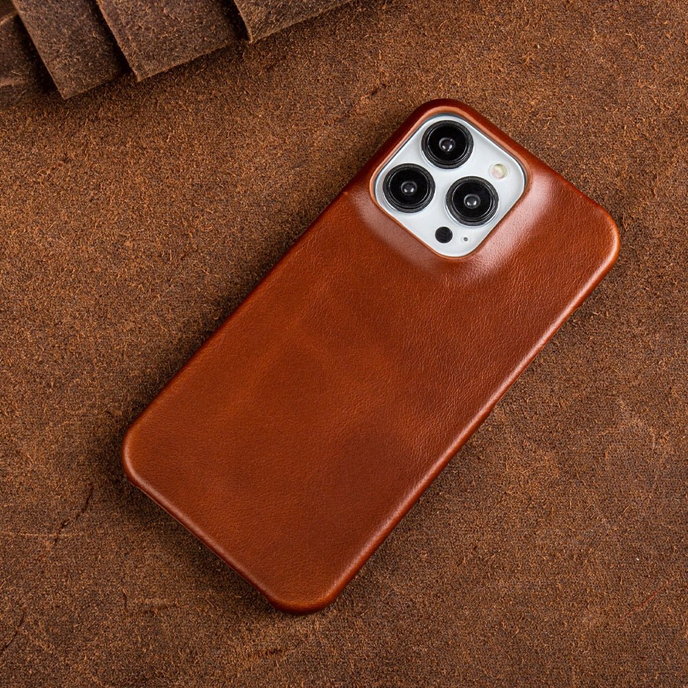 Oliewax Echt-Leren Hoesje voor Apple iPhone Bruin