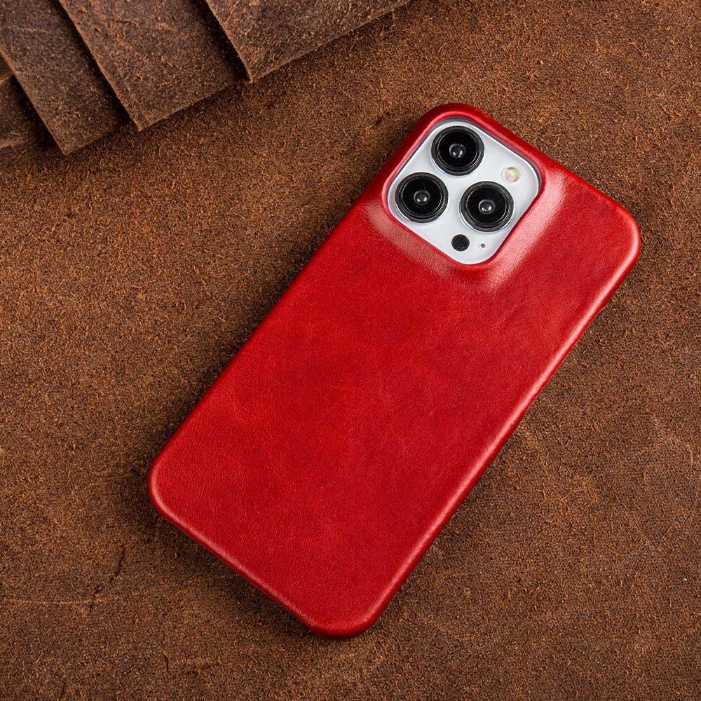 Oliewax Echt-Leren Hoesje voor Apple iPhone Rood