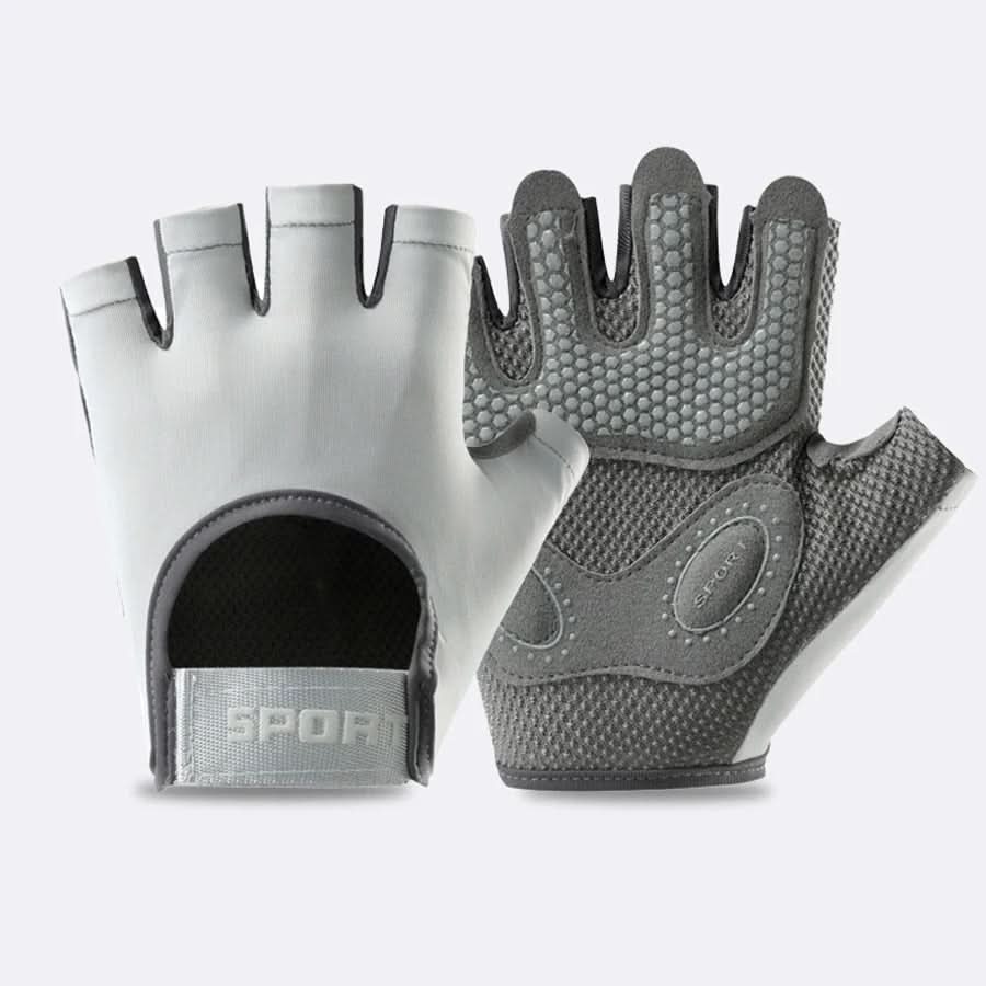 Sport- en Fitnesshandschoenen – Halve Vinger Trainingshandschoenen voor Gym, Kettlebell & Fietsen, Unisex, S–L – GripMax Grijs