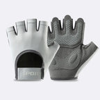 Sport- en Fitnesshandschoenen – Halve Vinger Trainingshandschoenen voor Gym, Kettlebell & Fietsen, Unisex, S–L – GripMax Grijs
