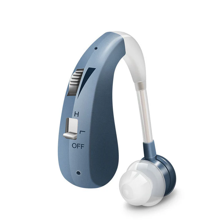 Oplaadbare Bluetooth Gehoorondersteuning – Geluidsversterker & Draadloze Oordopjes voor Bellen en Muziek, Blauw of Goud Blauw