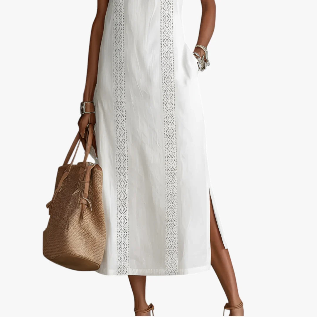 Bersh | Dames Elegante Midi Zomerjurk met Halterneck en Zijzakken