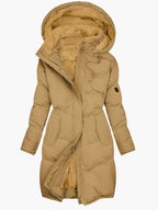 Flōre | Warme Dames Lange Wintermantel met Capuchon en Kunstbont Kraag - Gevoerde Winterjas en Parka met Rits