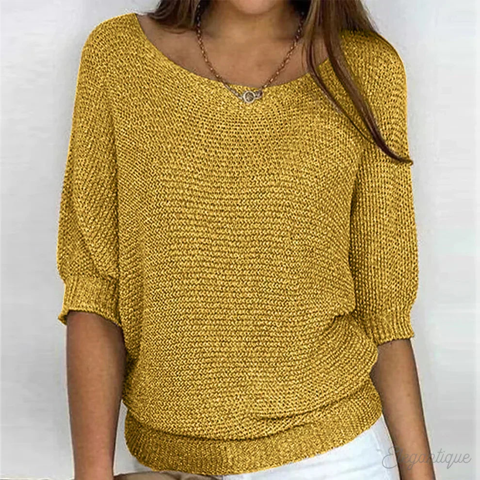 Mechi | Elegante Dames Gebreide Trui met Breipatroon - Zachte Warme Kabelbreisel Pullover en Winter Sweater