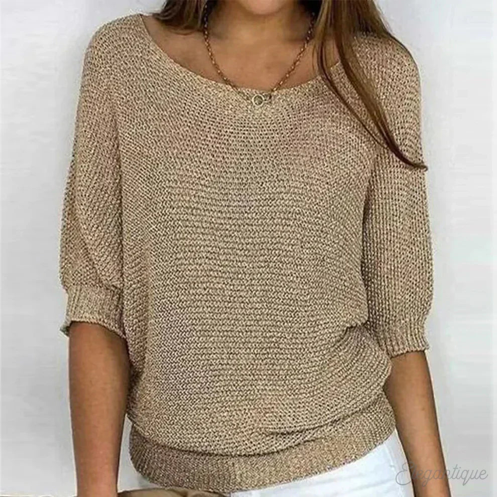 Mechi | Elegante Dames Gebreide Trui met Breipatroon - Zachte Warme Kabelbreisel Pullover en Winter Sweater