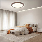 Ultradunne Ronde Plafondlamp van Notenhout – Platte LED Plafonnière met Instelbaar Licht, Ø30 of Ø40 cm, voor Moderne Ruimtes