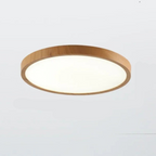 Ultradunne Ronde Plafondlamp van Notenhout – Platte LED Plafonnière met Instelbaar Licht, Ø30 of Ø40 cm, voor Moderne Ruimtes Hout