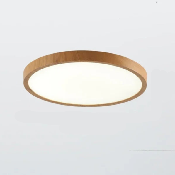 Ultradunne Ronde Plafondlamp van Notenhout – Platte LED Plafonnière met Instelbaar Licht, Ø30 of Ø40 cm, voor Moderne Ruimtes Hout