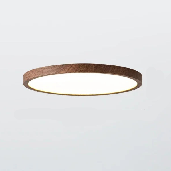 Ultradunne Ronde Plafondlamp van Notenhout – Platte LED Plafonnière met Instelbaar Licht, Ø30 of Ø40 cm, voor Moderne Ruimtes Notenhout
