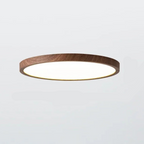 Ultradunne Ronde Plafondlamp van Notenhout – Platte LED Plafonnière met Instelbaar Licht, Ø30 of Ø40 cm, voor Moderne Ruimtes Notenhout