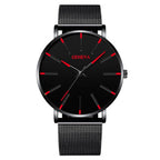 watches : Heren Horloge Zwart Ultra-Dun Quartz - Stijlvol Zakelijk Polshorloge met Leren Band in van Pantino